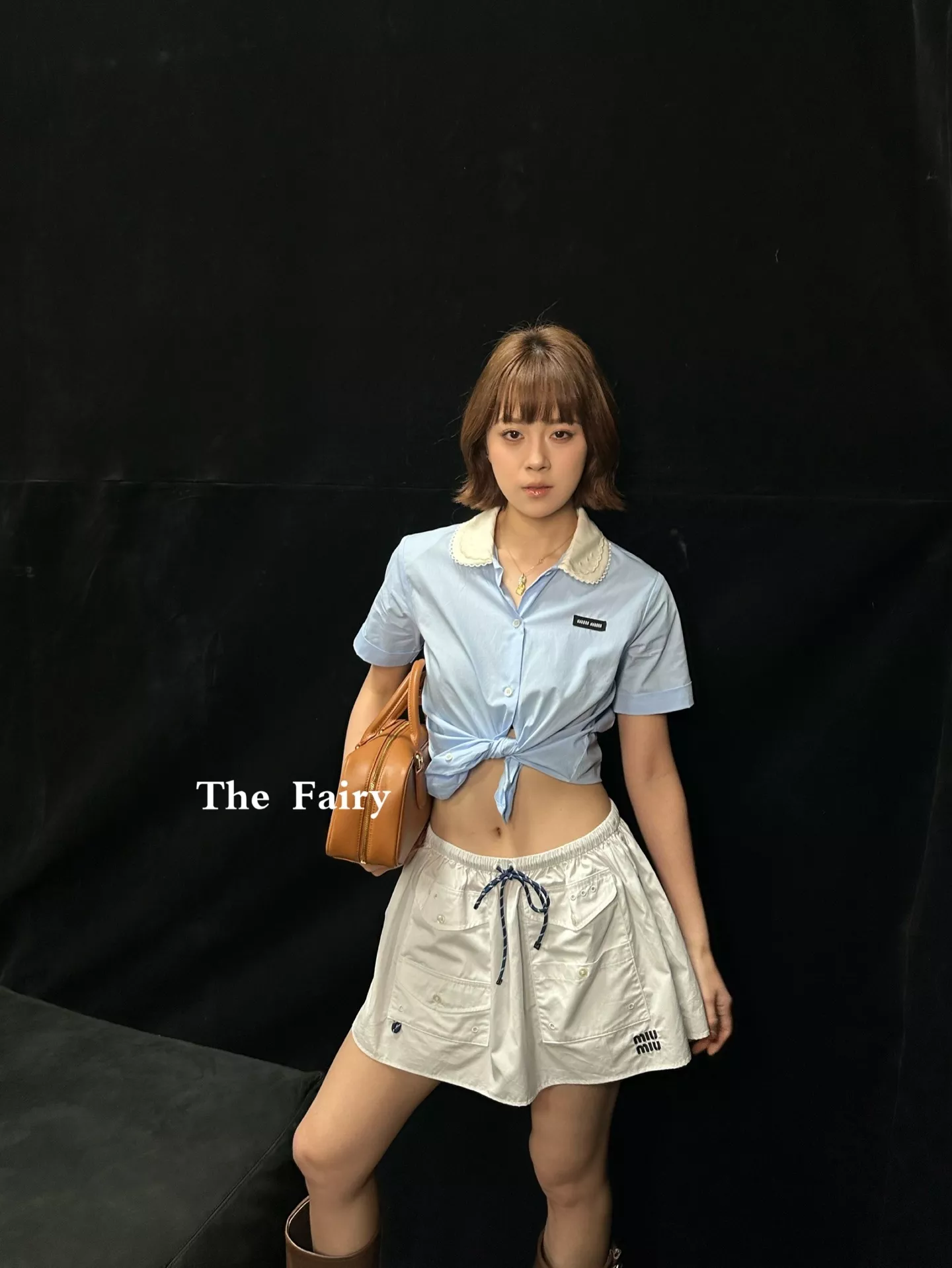 미우미우 더블 레이어드 카라 코튼 포플린 셔츠 상세 이미지 19