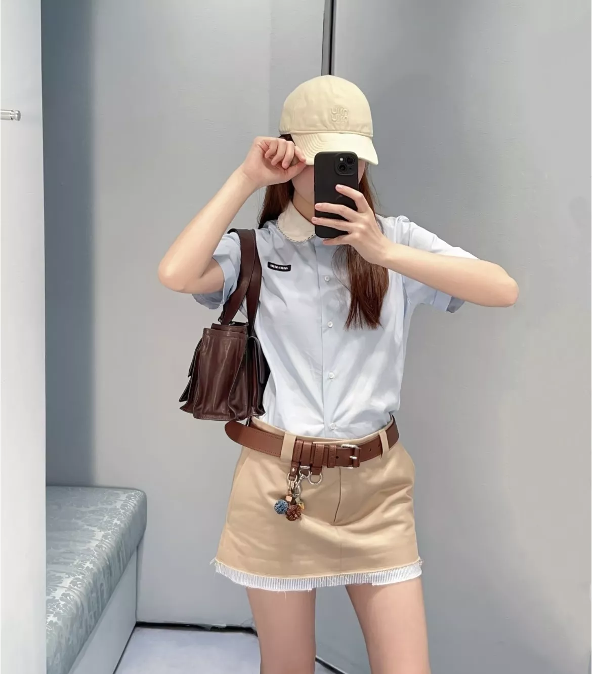 미우미우 더블 레이어드 카라 코튼 포플린 셔츠 상세 이미지 25