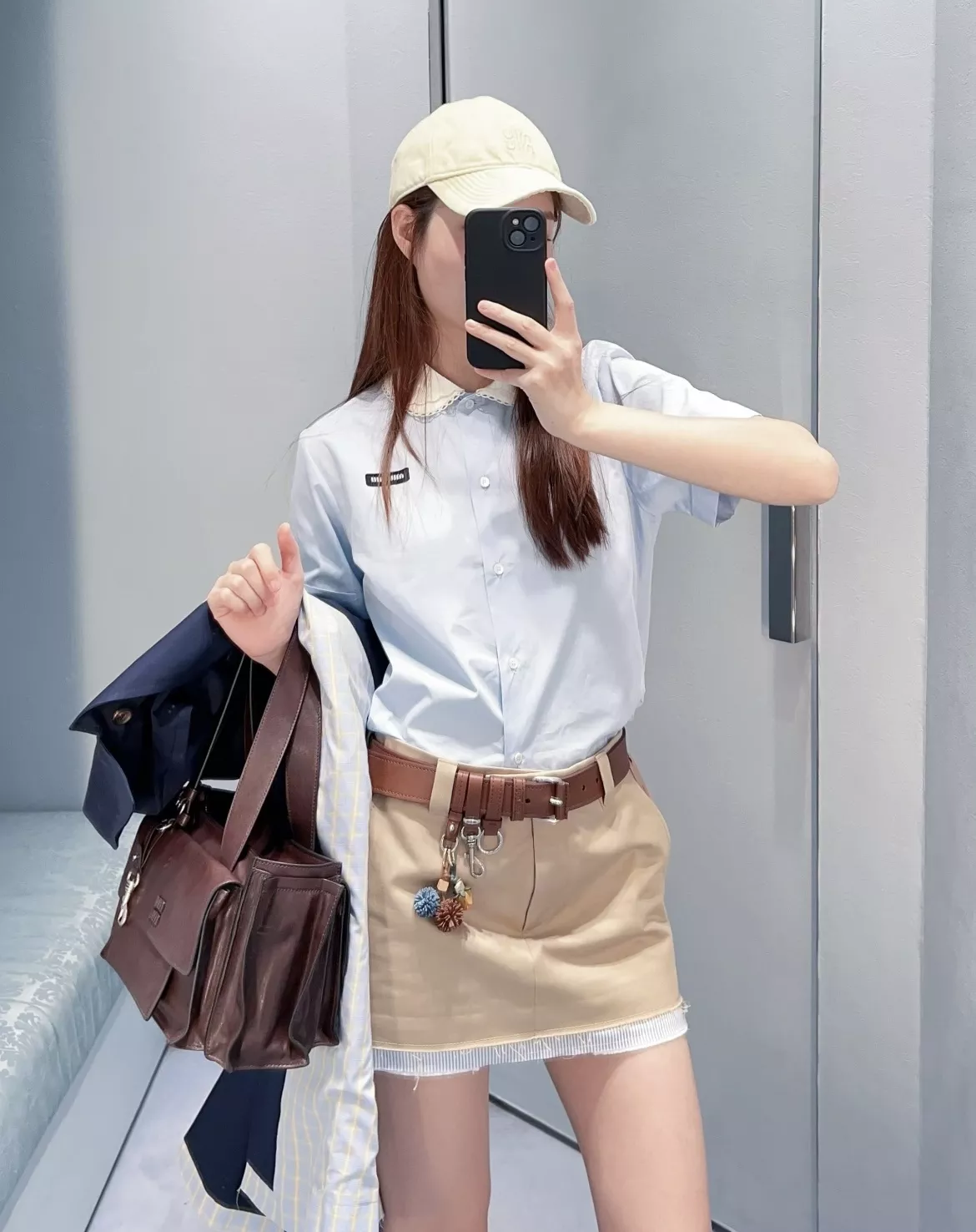 미우미우 더블 레이어드 카라 코튼 포플린 셔츠 상세 이미지 21