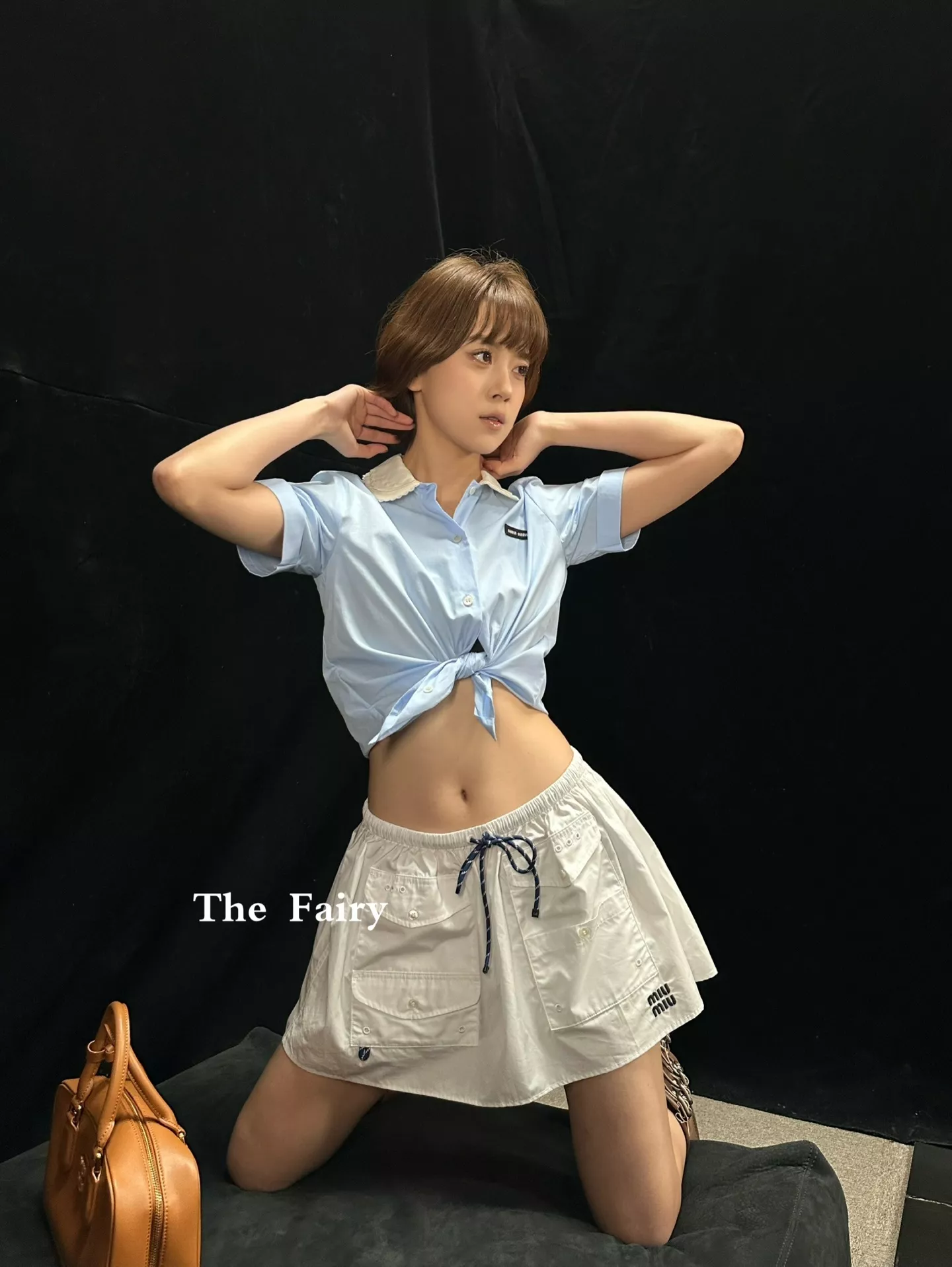 미우미우 더블 레이어드 카라 코튼 포플린 셔츠 상세 이미지 12