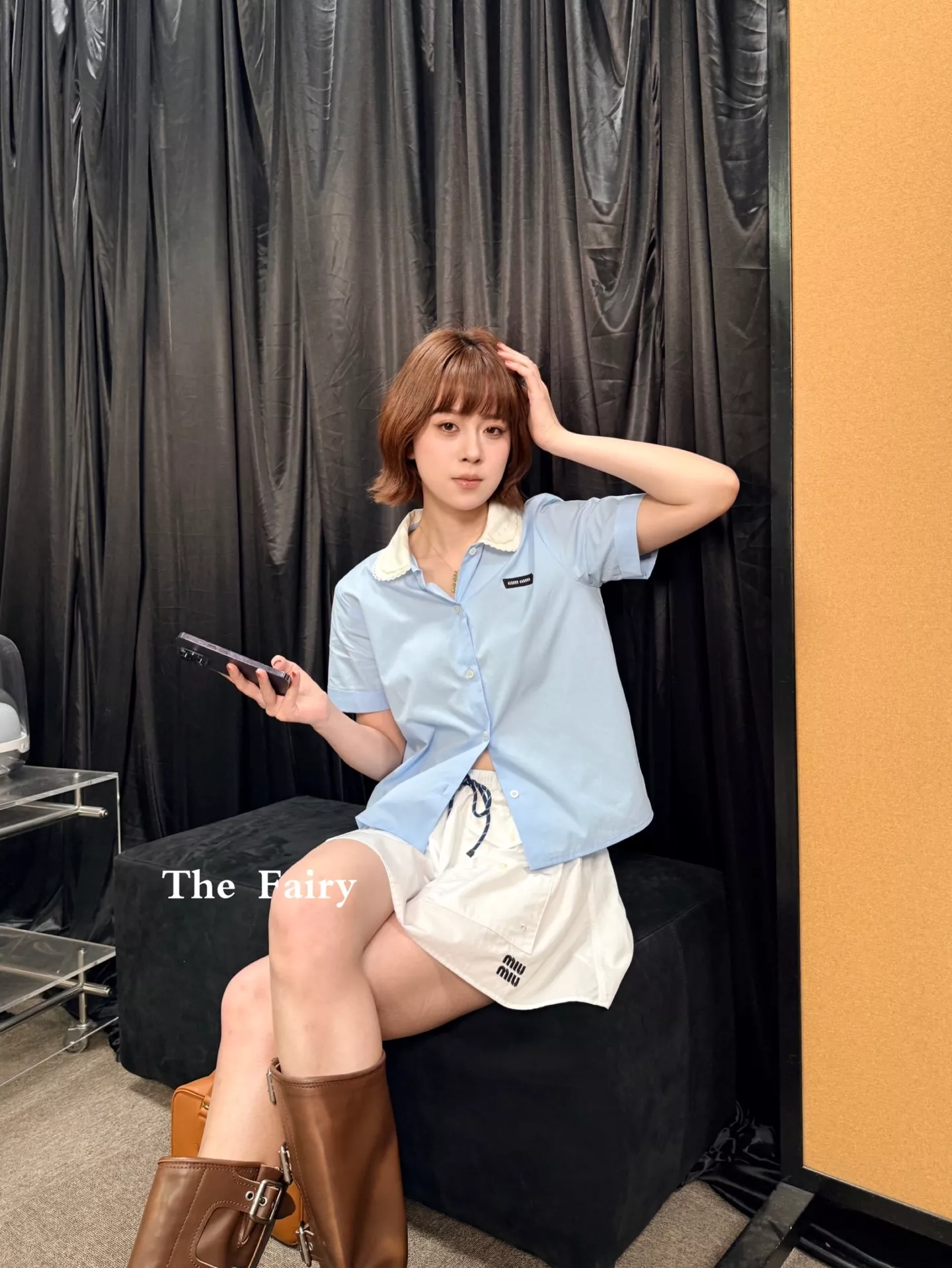 미우미우 더블 레이어드 카라 코튼 포플린 셔츠 상세 이미지 15
