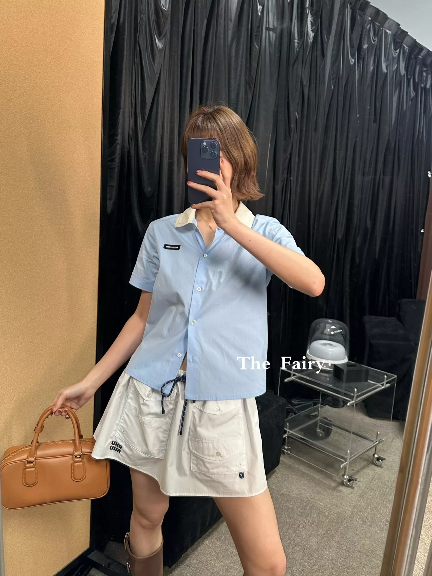 미우미우 더블 레이어드 카라 코튼 포플린 셔츠 상세 이미지 14