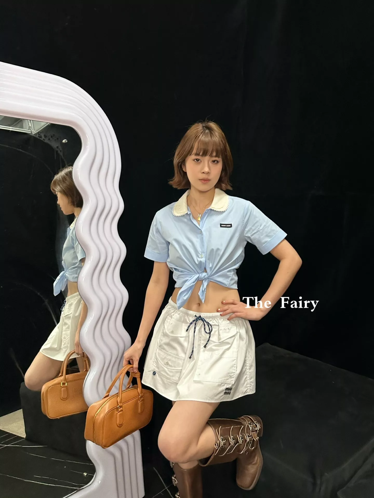 미우미우 더블 레이어드 카라 코튼 포플린 셔츠 상세 이미지 17