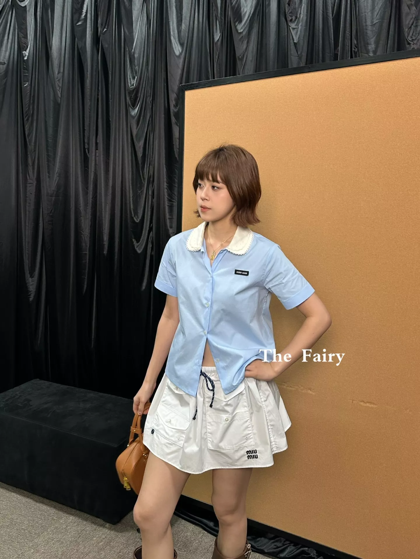 미우미우 더블 레이어드 카라 코튼 포플린 셔츠 상세 이미지 16