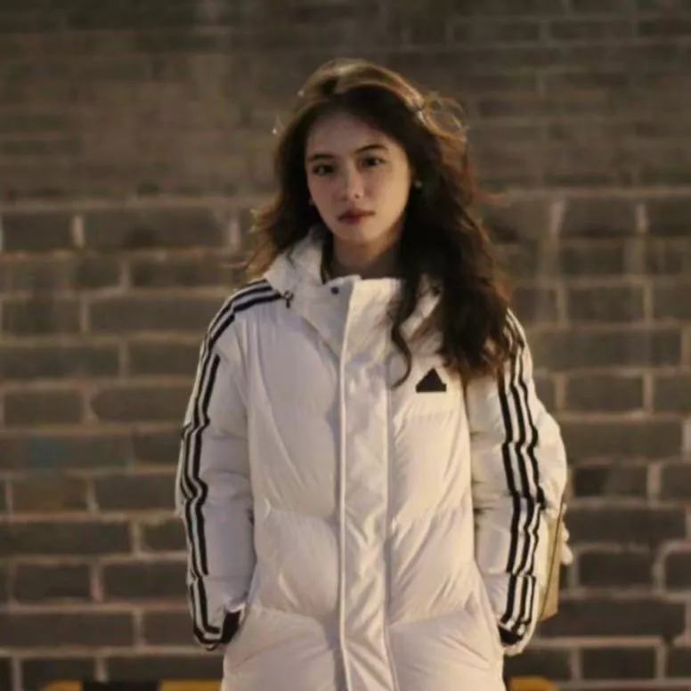 아디다스 삼선 스트라이프 롱 후드 다운 재킷 상세 이미지 11