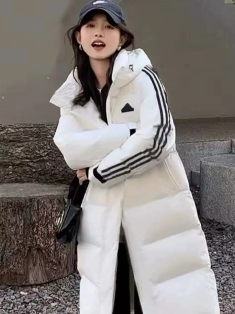 아디다스 삼선 스트라이프 롱 후드 다운 재킷 상세 이미지 12