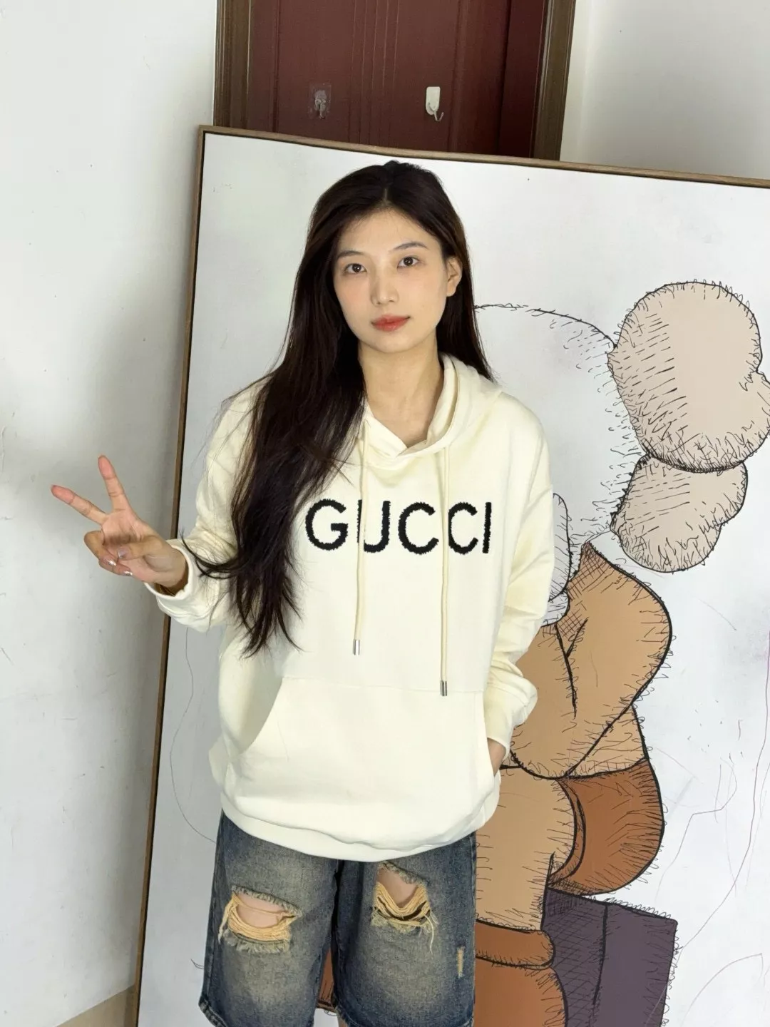 구찌 25FW GUCCI 레터 자수 후드 상세 이미지 12