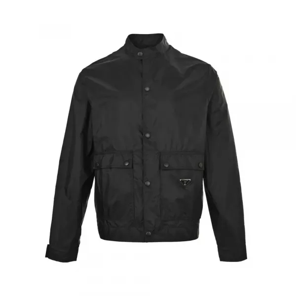 프라다 25FW 재생 나일론 스탠드카라 플랩 포켓 스냅 재킷