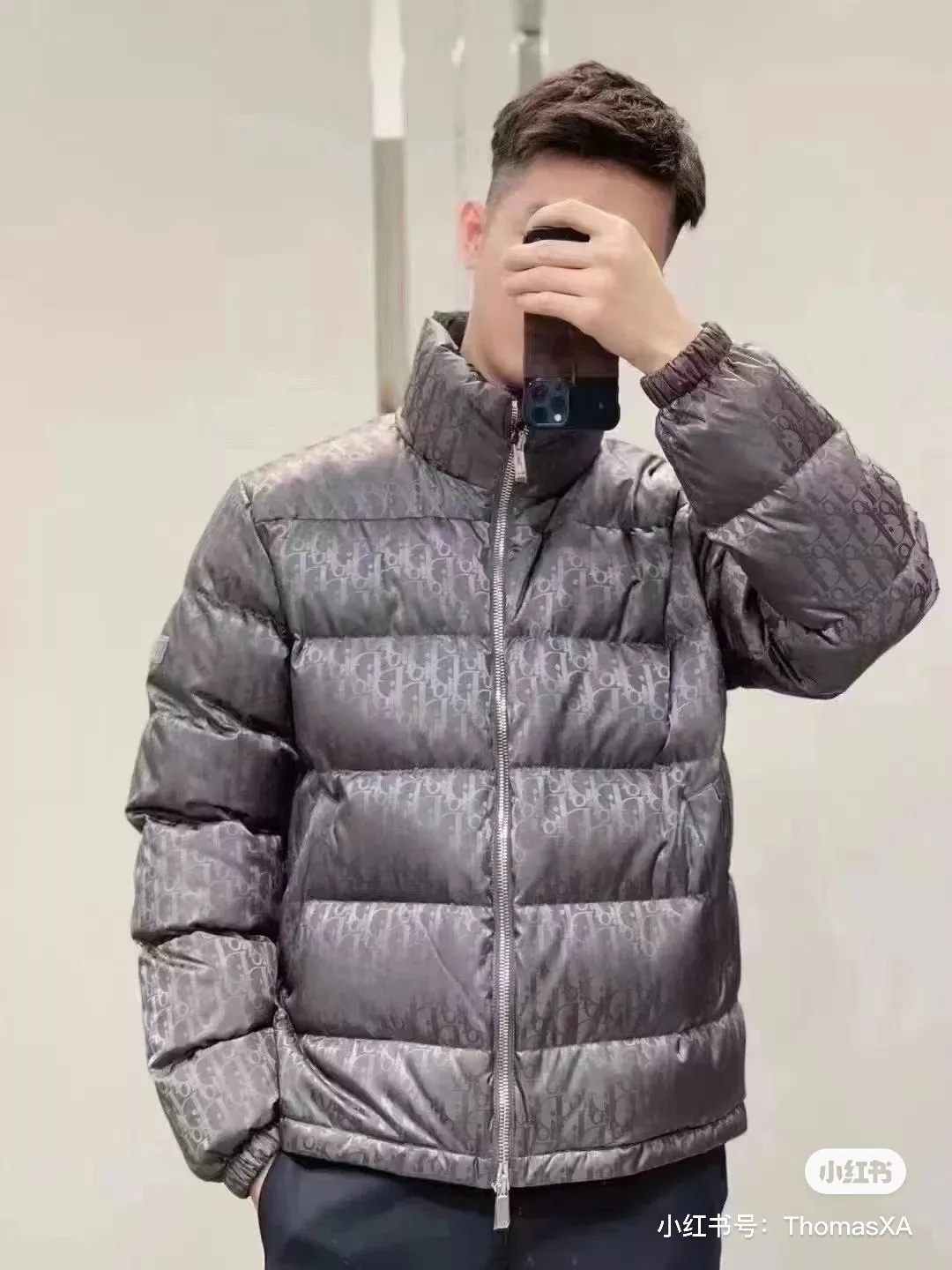 디올 오블리크 자카드 테크 패브릭 숏 다운 재킷 상세 이미지 14