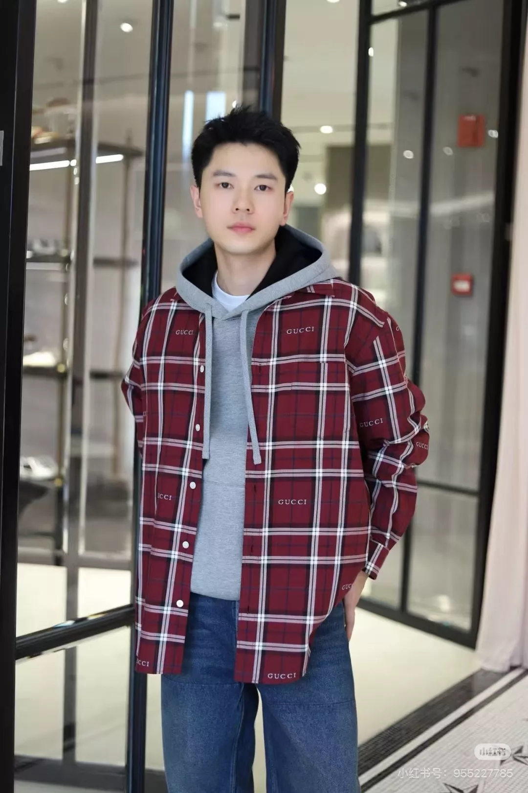 구찌 스코틀랜드 체크 자카드 안감 셔츠 상세 이미지 9
