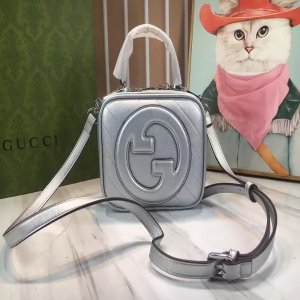 구찌 블론디 더블G 가죽 핸들 크로스백