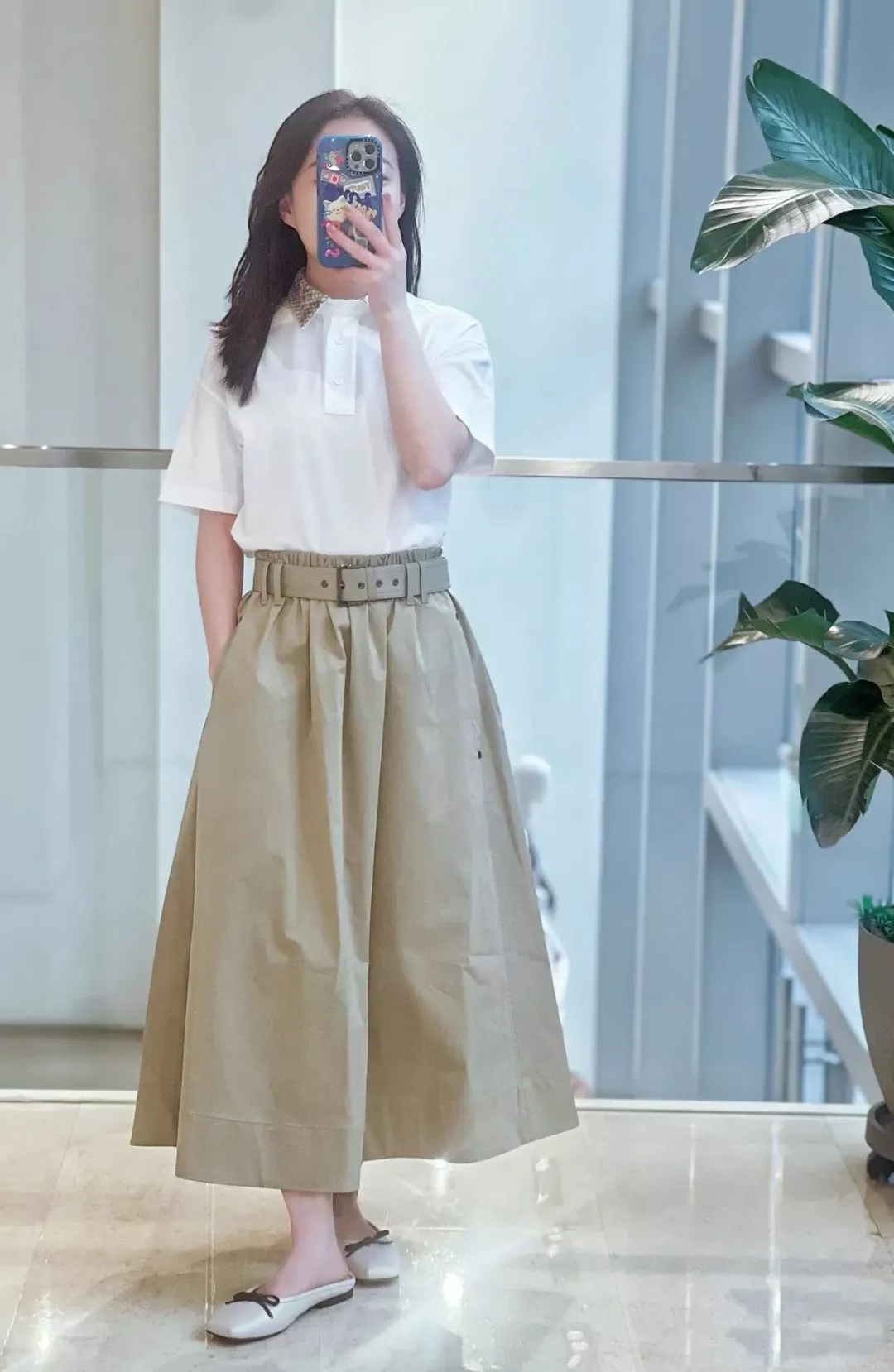 노브랜드 허리벨트 포함 A라인 코튼 롱 스커트 상세 이미지 22