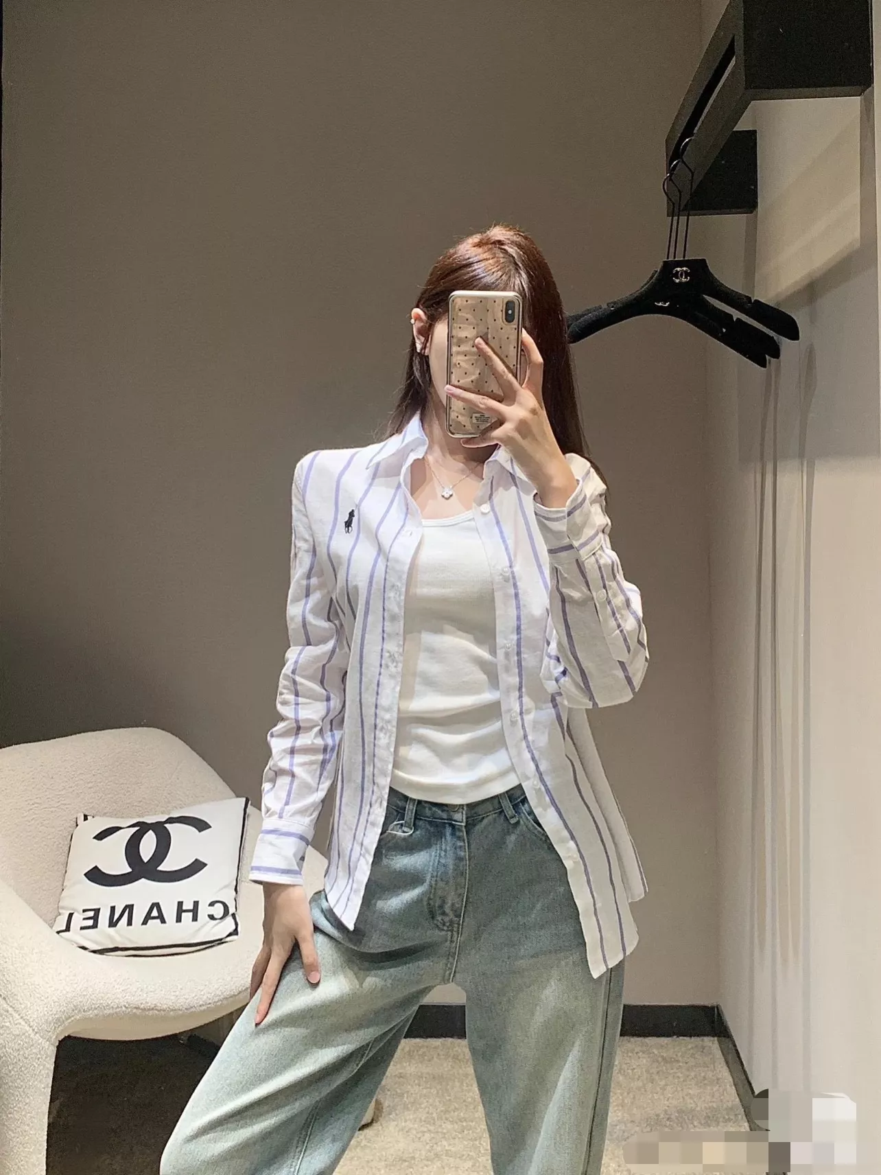 랄프로렌 포니 자수 린넨 블루 스트라이프 셔츠 상세 이미지 34