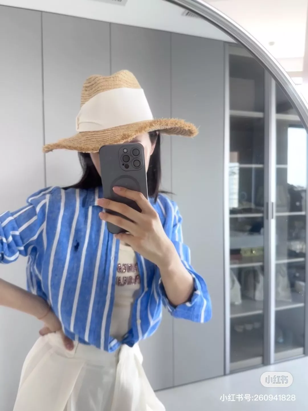 랄프로렌 블루 화이트 스트라이프 린넨 혼방 포니 자수 셔츠 상세 이미지 30