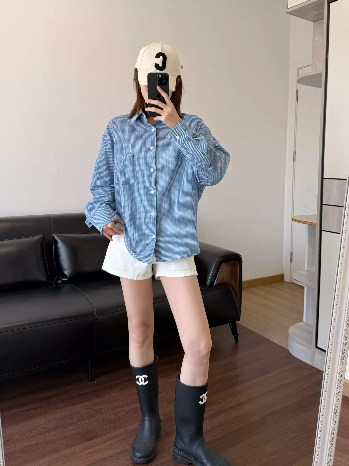 로우클래식 체크 코튼 루즈핏 셔츠 상세 이미지 30