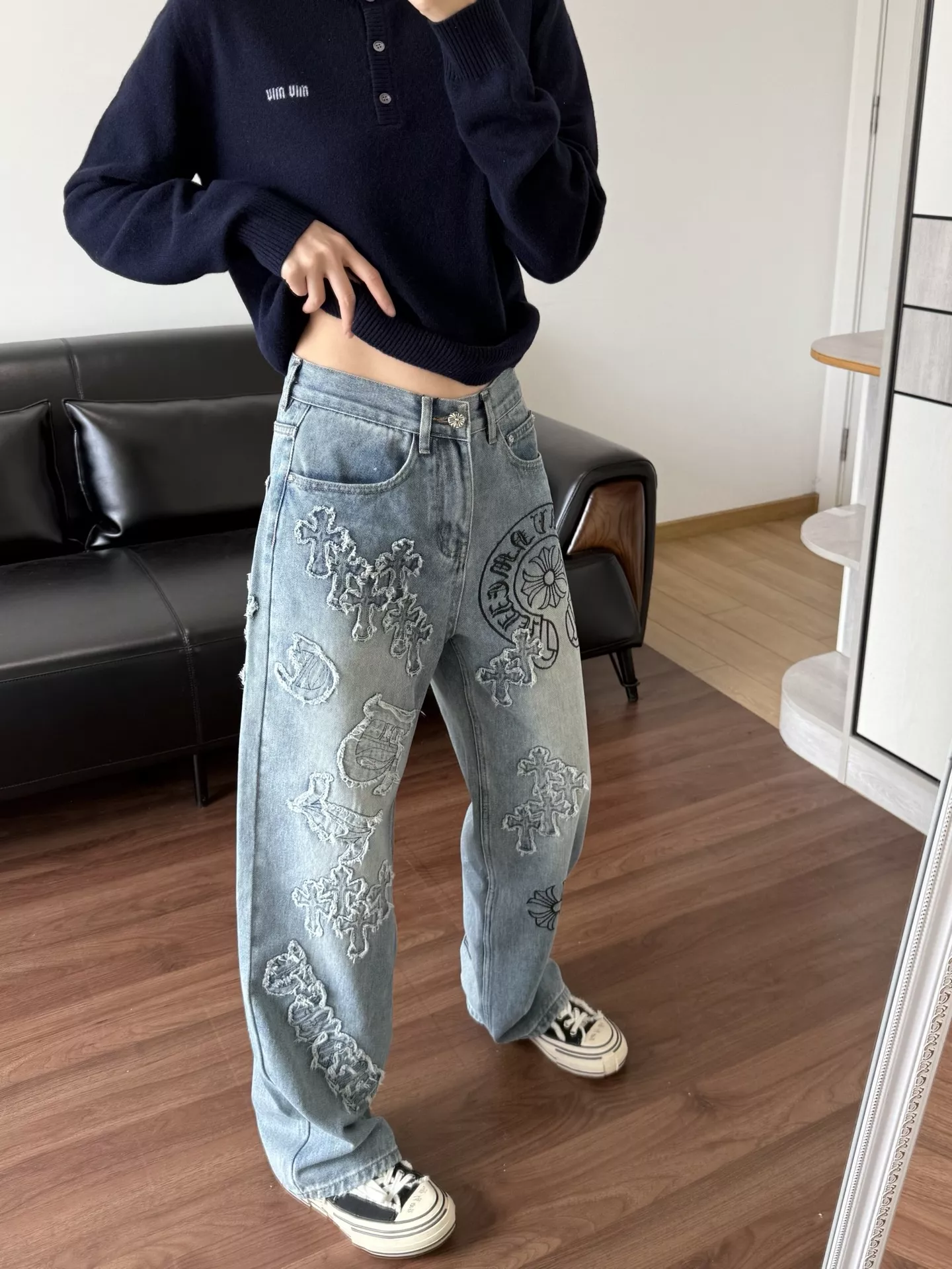 크롬하츠 프린트 자수 워싱 스트레이트 데님 팬츠 상세 이미지 31