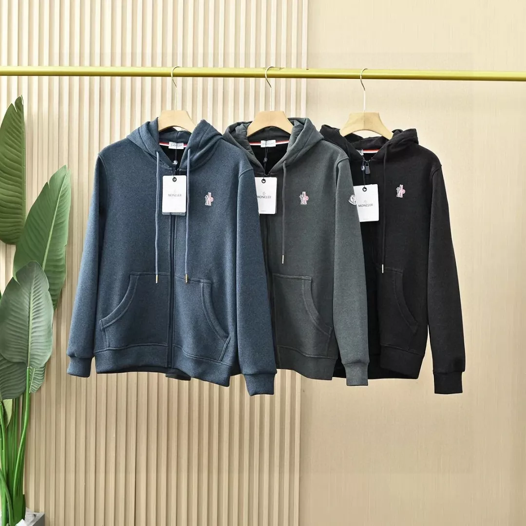 몽클레어 삼색 포인트 후드 기모 집업 재킷 상세 이미지 8