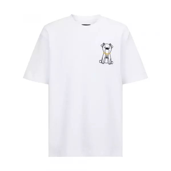 펜디 카툰 강아지 패치 자수 라운드넥 반소매 티셔츠