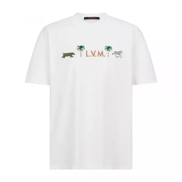루이비통 LVM 애니멀 팜트리 자수 라운드 반팔 티셔츠
