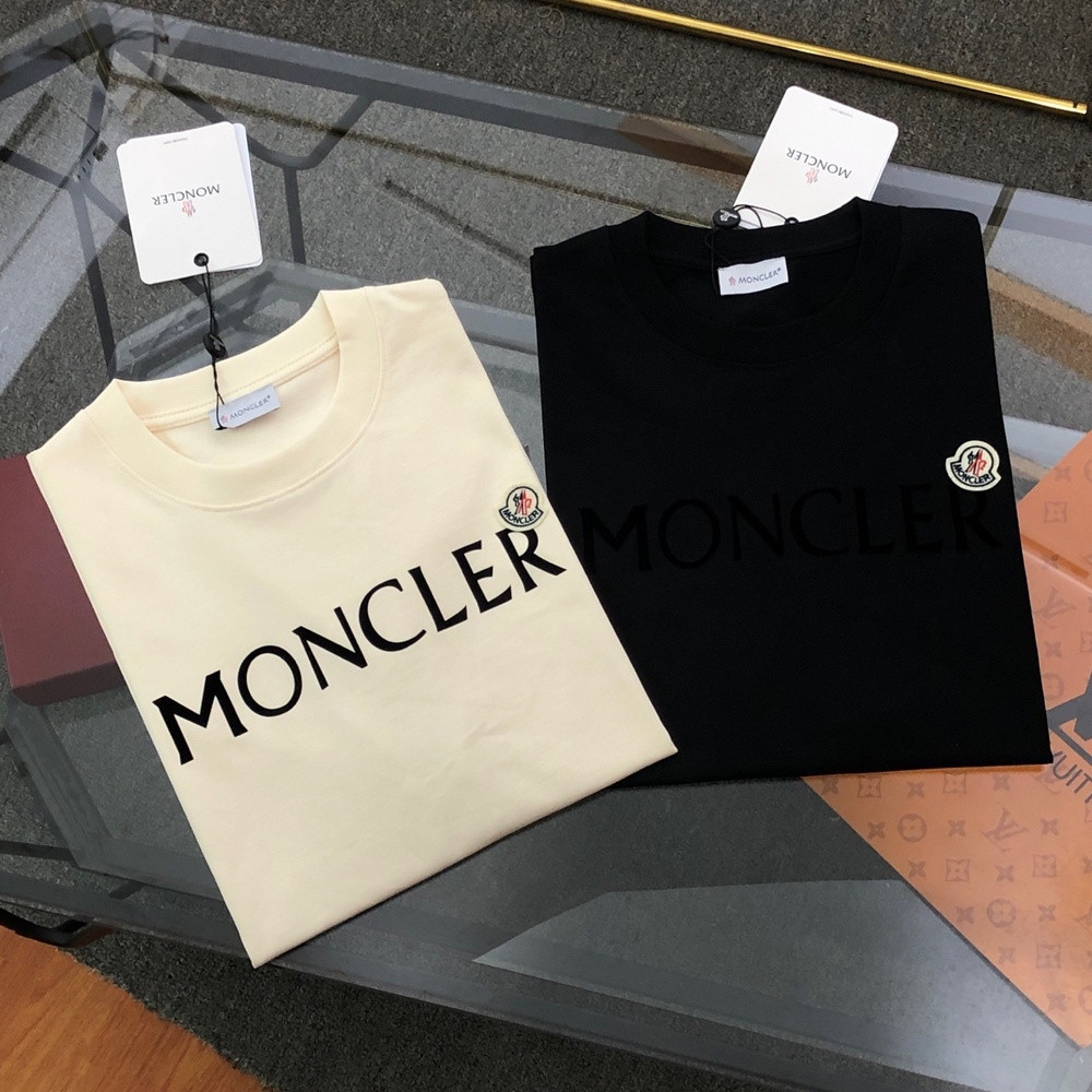 몽클레어 2025 봄여름 플로킹 로고 프린트 라운드넥 반팔 티셔츠