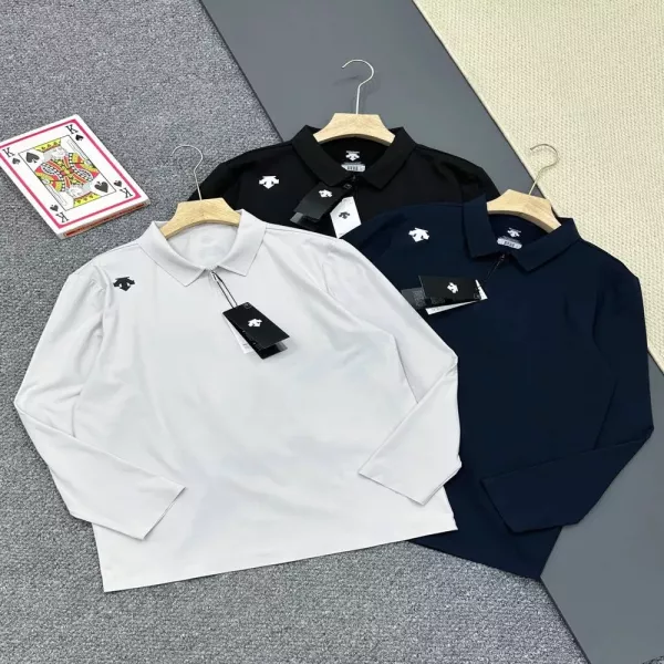 데상트 골프 PRO 봄 남성용 반집업 스트레치 긴팔 폴로