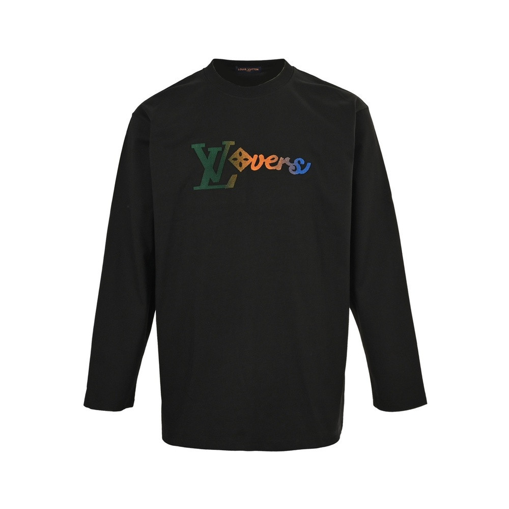 루이비통 25FW 컬러 그라데이션 LV 로고 브러시 자수 긴팔 티셔츠