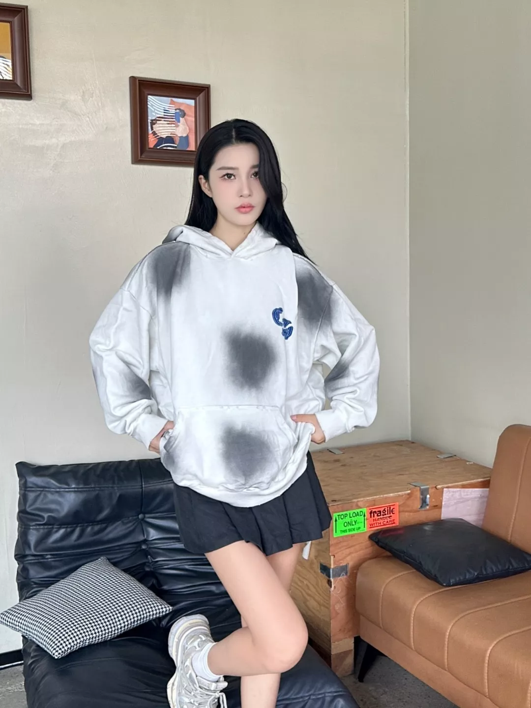 크롬하츠 마이애미 마주 로고 말발굽 데님 패치 자수 후드 상세 이미지 11