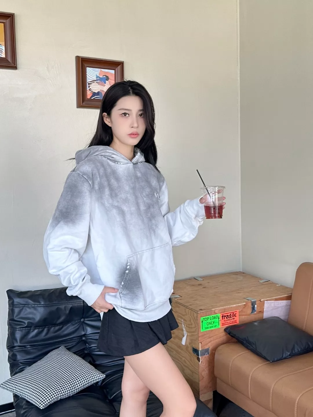 루이비통 클라우드 로고 컷팅 패치 자수 워싱 후드 상세 이미지 13