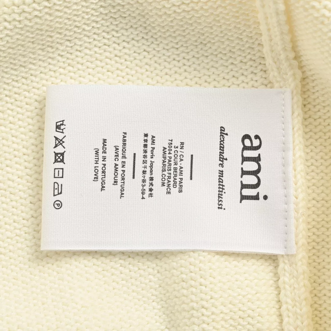 아미 21FW 하트 로고 자수 V넥 니트 가디건 상세 이미지 8