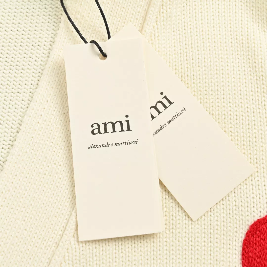 아미 21FW 하트 로고 자수 V넥 니트 가디건 상세 이미지 7