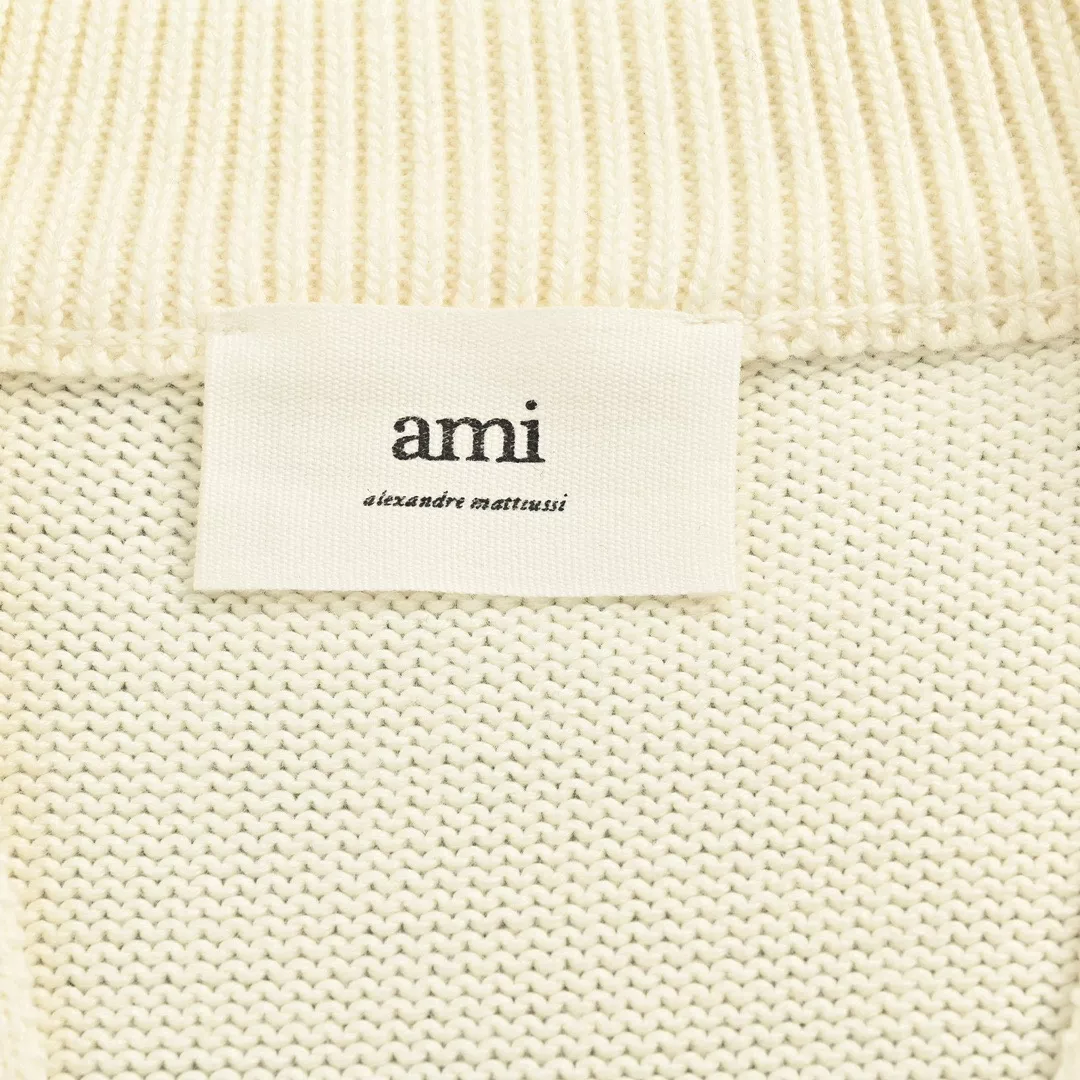 아미 21FW 하트 로고 자수 V넥 니트 가디건 상세 이미지 5