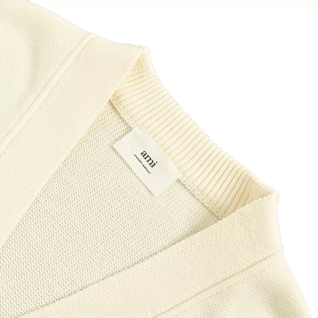 아미 21FW 하트 로고 자수 V넥 니트 가디건 상세 이미지 4