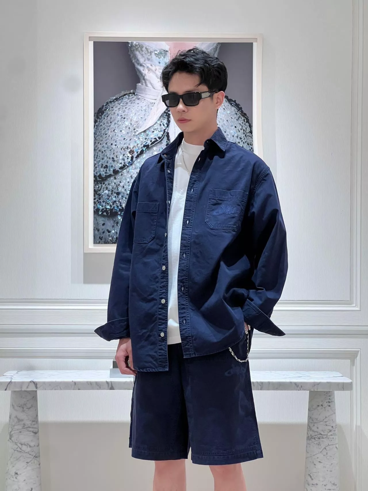 디올 25FW 콜라보 자수 로고 캔버스 셔츠 아우터 상세 이미지 12