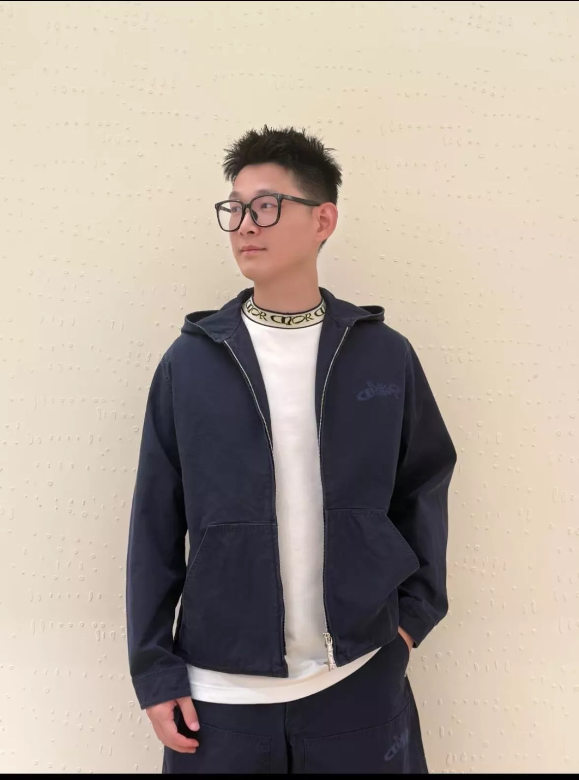디올 25FW 콜라보 자수 로고 캔버스 지퍼 후드 아우터 상세 이미지 18