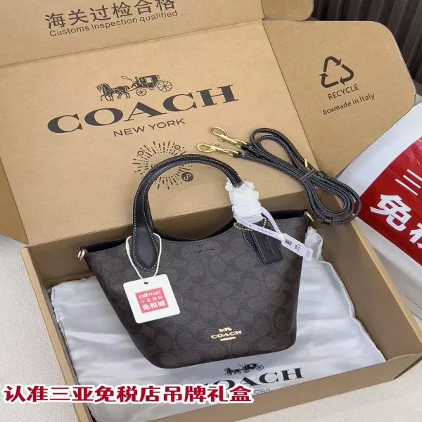 코치 시그니처 캔버스 버킷백