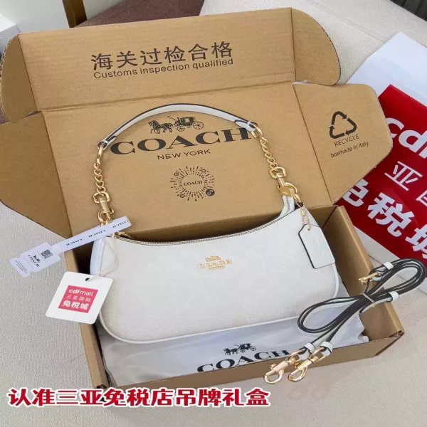 코치 테리 테리 라인 PVC 가죽 트림 숄더백