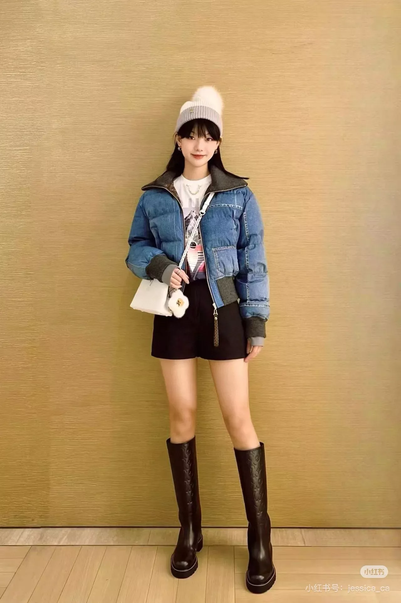 루이비통 데님 패치워크 하이넥 쇼트 다운 재킷 상세 이미지 50