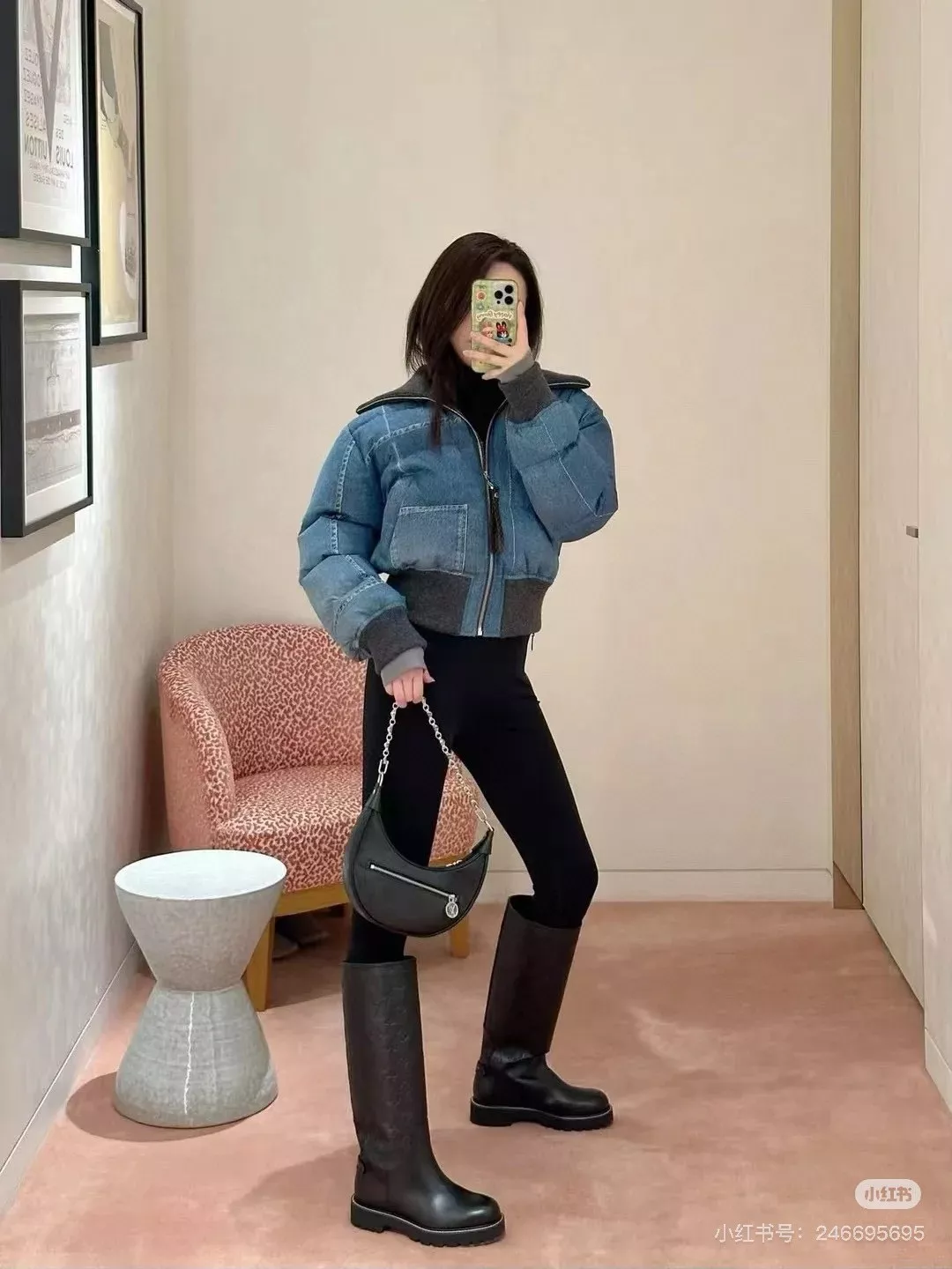 루이비통 데님 패치워크 하이넥 쇼트 다운 재킷 상세 이미지 39