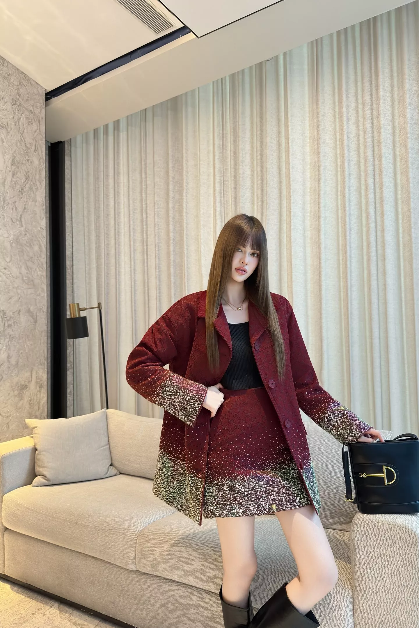 구찌 더블G 자카드 핫픽스 미니 스커트 상세 이미지 12