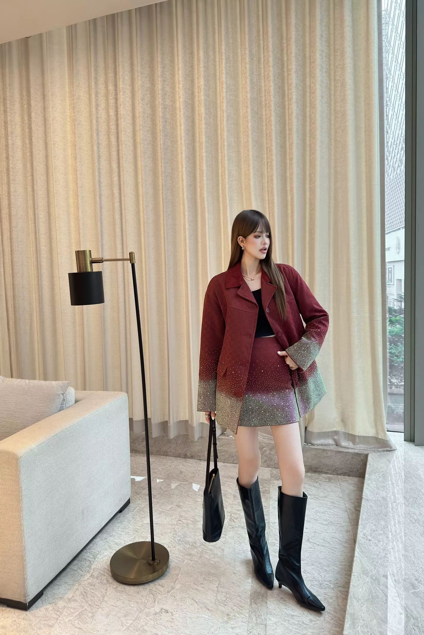 구찌 더블G 자카드 핫픽스 미니 스커트 상세 이미지 14