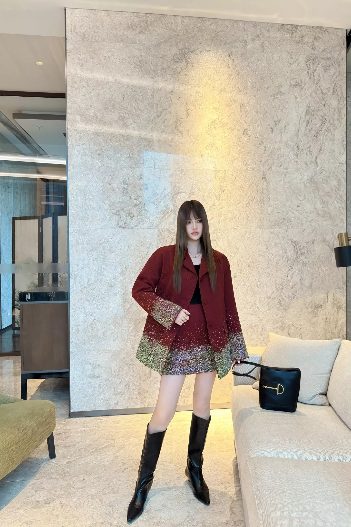 구찌 더블G 자카드 핫픽스 미니 스커트 상세 이미지 13