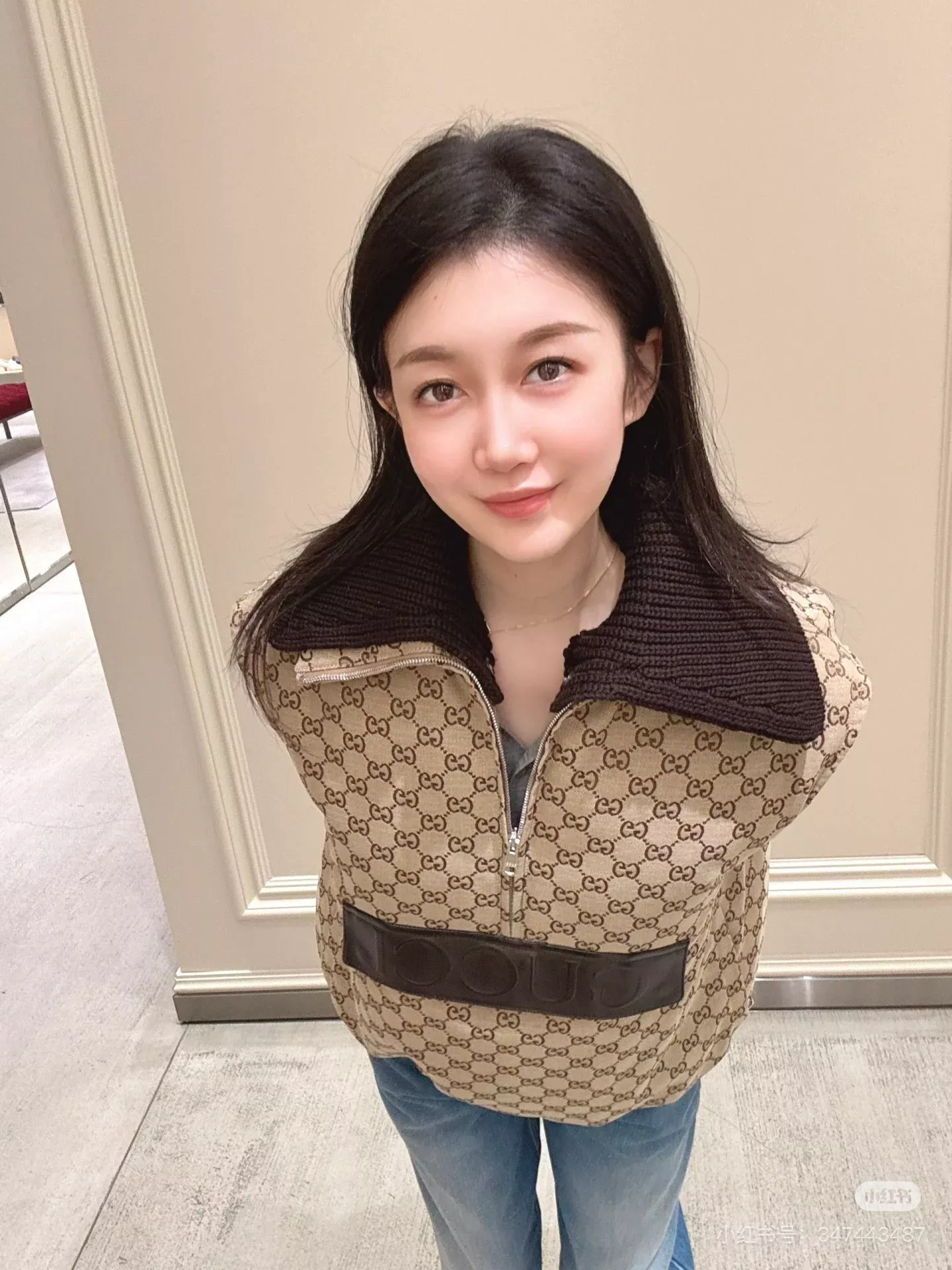 구찌 더블 G 자카드 빅카라 다운 베스트 상세 이미지 29