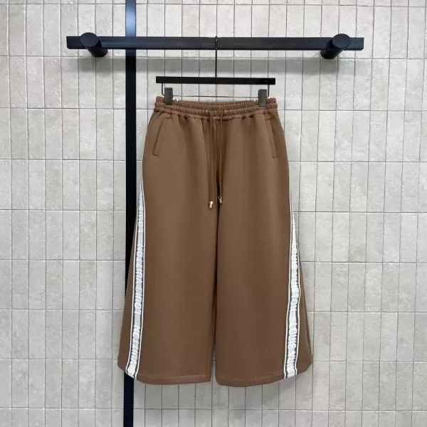 루이비통 측면 로고 스트라이프 드로스트링 브라운 팬츠