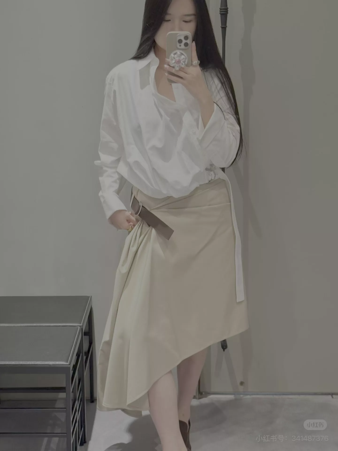 로우클래식 비대칭 언밸런스 코튼 스커트 벨트 세트 상세 이미지 21