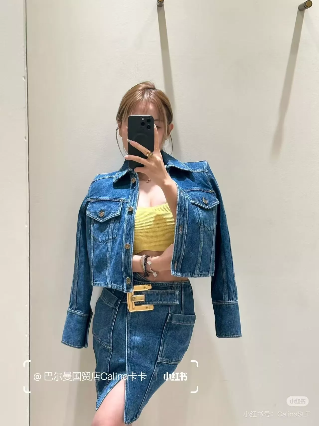 펜디 워시드 블루 크롭 데님 재킷 상세 이미지 11