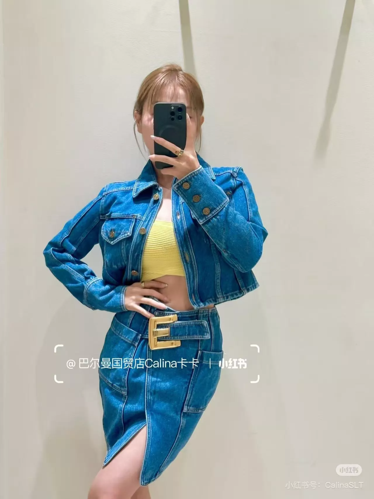 펜디 워시드 블루 크롭 데님 재킷 상세 이미지 13