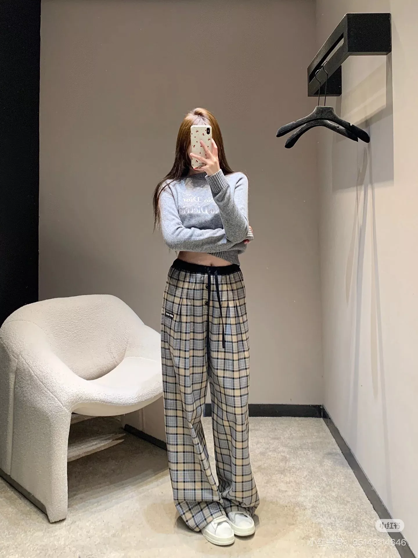 미우미우 빈티지 체크 하이웨이스트 와이드 팬츠 상세 이미지 19