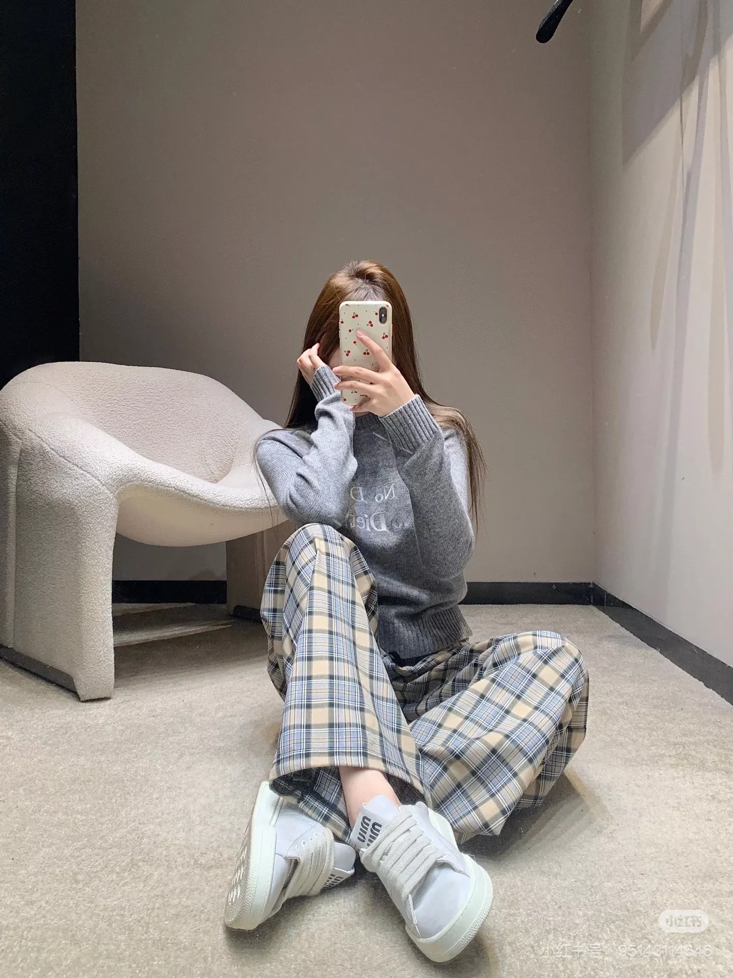 미우미우 빈티지 체크 하이웨이스트 와이드 팬츠 상세 이미지 15