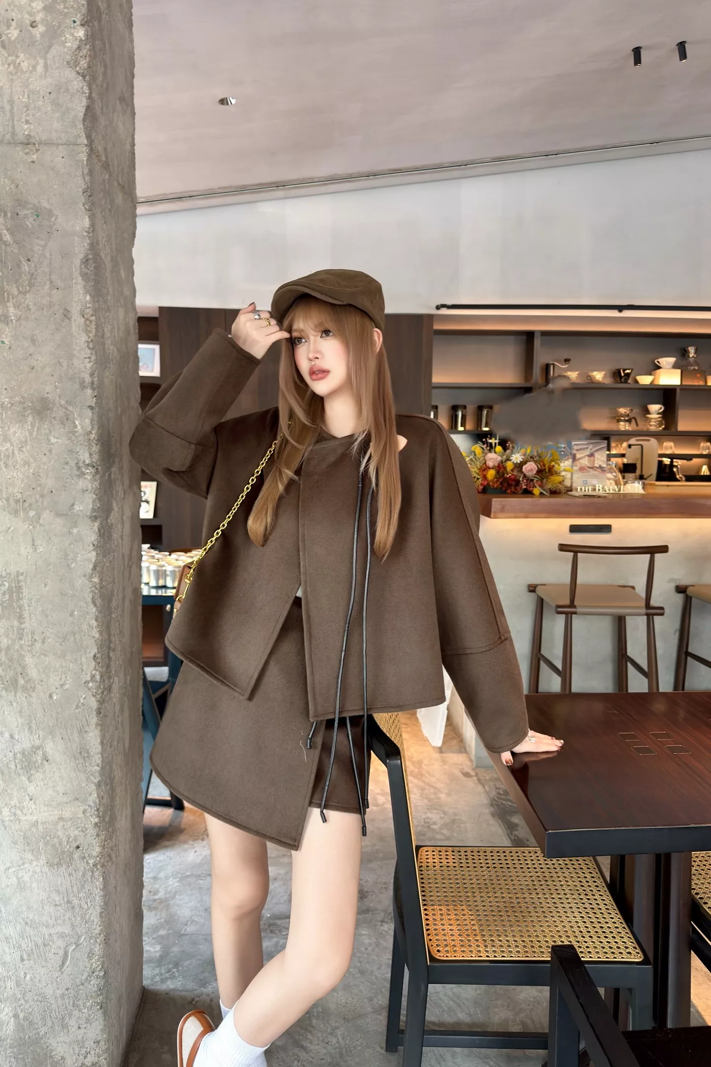 로로피아나 26SS 브라운 울 원피스 랩 스커트 상세 이미지 17