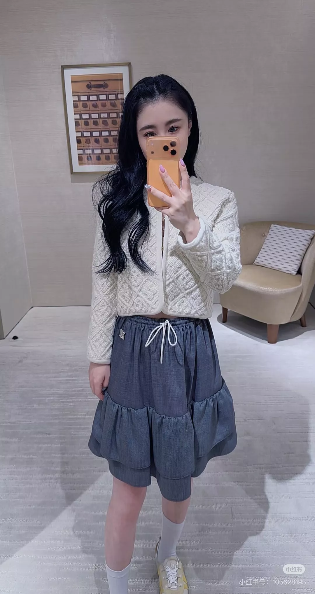 루이비통 그레이 케이크 프릴 밴딩 미니 스커트 상세 이미지 33